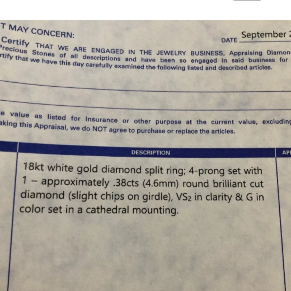 Solid 18k White Gold Diamond Split Engagement Ring - image 6